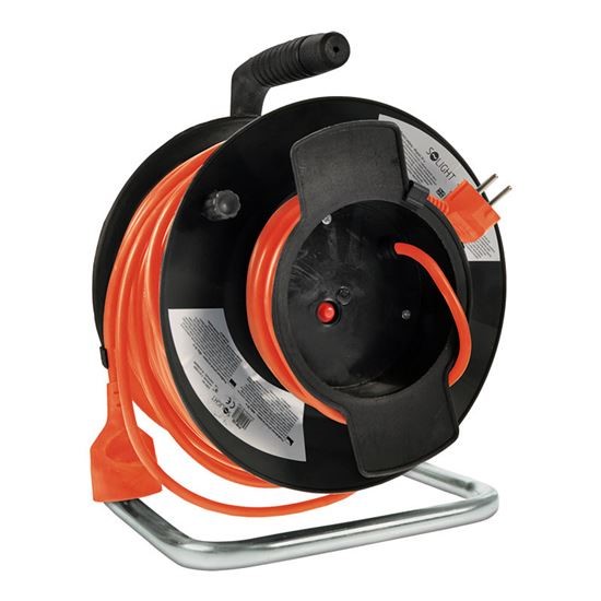 Solight prodlužovací přívod na bubnu, 1 zásuvka, 50m, oranžový kabel, 3x 1, 5mm2 - PB12O