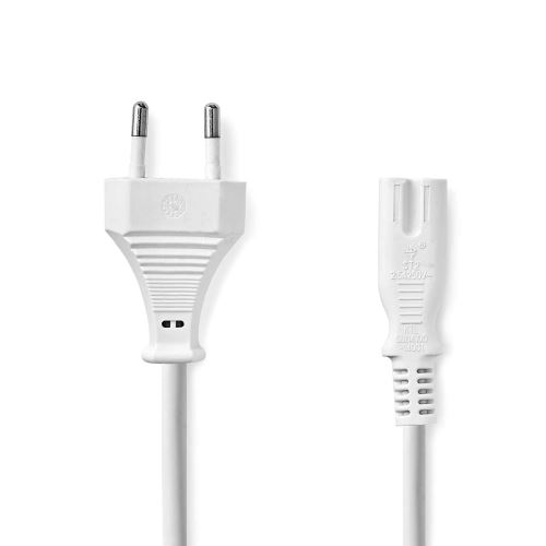 Napájecí kabel, EURO kon., bílý, plochý, 2x 0,75mm, 2m (1)