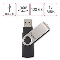 Hama USB 2.0 FlashPen Rotate, 128 GB, 15 MB/s, černá/stříbrná  108071 (1)
