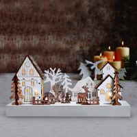 Solight LED vánoční vesnička, 34x17cm, dřevo, 4 LED, 2x AA - 1V256_7 (6)