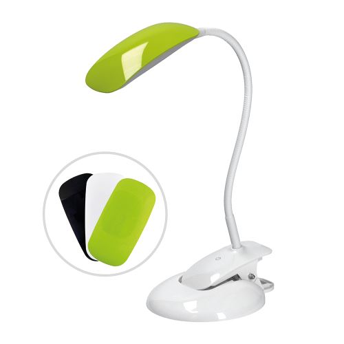 Solight LED stmívatelná lampička 2v1, podstavec i klip, 5W 4000K, 3 barevné kryty - WO42