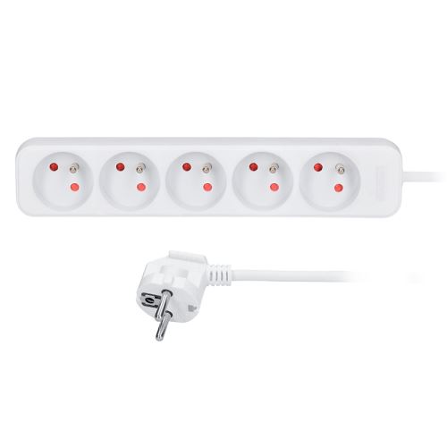Solight prodlužovací přívod, 5 zásuvek, bílý, 5m - PP43_1
