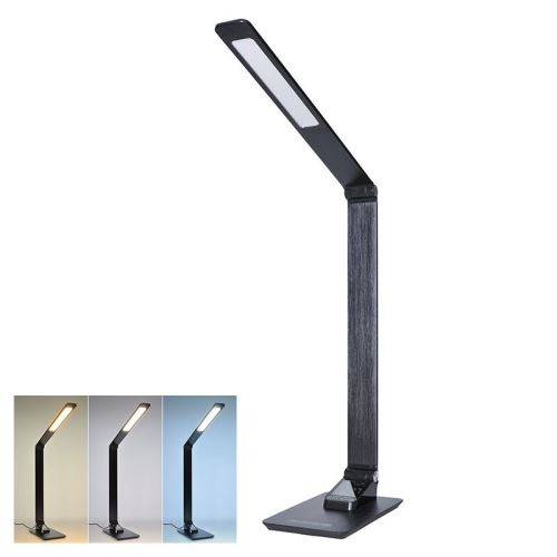 Solight LED stolní lampička stmívatelná, 8W,  display, změna chromatičnosti, hliník, čer
