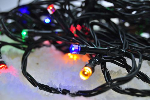 Solight LED venkovní vánoční řetěz, 50 LED, 5m, přívod 3m, 8 funkcí, časovač, IP44, více
