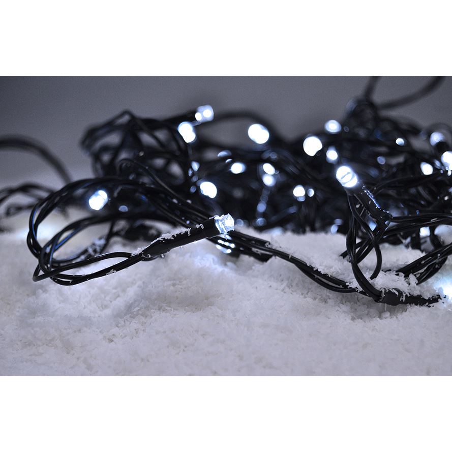 Solight LED venkovní vánoční řetěz, 400 LED, 20m, přívod 5m, 8 funkcí, IP44, studená bílá - 1V07-W