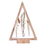 Solight LED dřevěná vánoční dekorace, zasněžené zimní květiny, 37cm, 2x AA - 1V267_1