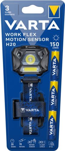 Čelová svítilna VARTA 18648 WORK FLEX MOTION SENZOR H20, LED, 3W+COB, 3xAAA, odolná
sv.