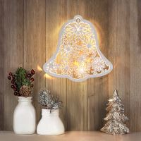 Solight LED dřevěný vánoční zvoneček, 9x LED, bílá, 30cm, časovač, 2x AA - 1V296_3 (2)