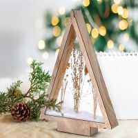 Solight LED dřevěná vánoční dekorace, zasněžené zimní květiny, 37cm, 2x AA - 1V267_6 (5)