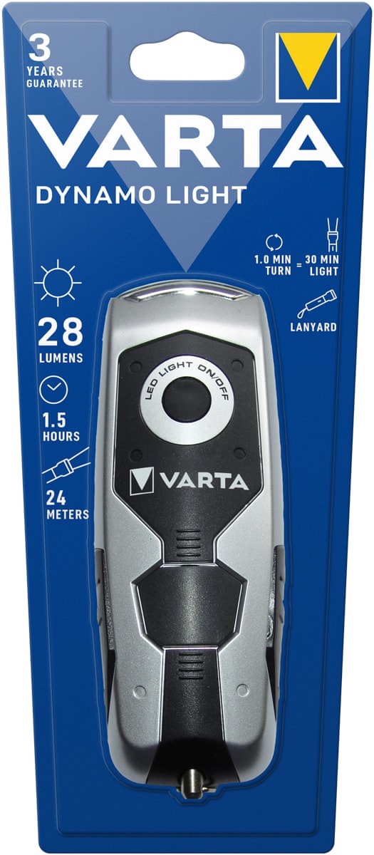 Svítilna VARTA 17680 DYNAMO, LED, nezávislá na bateriích, s kličkou 1min točení = 30min svícení, odolná