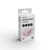 Solight 33W GaN fast charge USB-A + USB-C adaptér, růžový - DC75P_4 (3)
