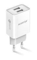 Chytrá síťová nabíječka ALIGATOR 2.4A, 2xUSB, smart IC, bílá_3 (2)