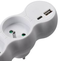 Solight rozbočka s USB A+C rychlonabíječkou 20W PD, 2 x 10A, bílá - P100-PD20_4 (3)