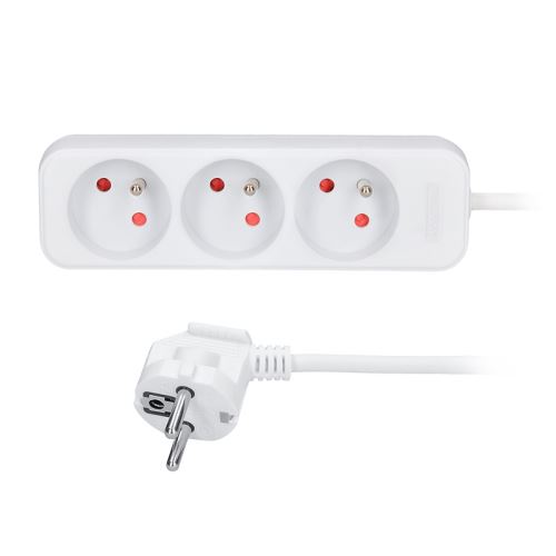 Solight prodlužovací přívod, 3 zásuvky, bílý, 1,5m - PP01_1