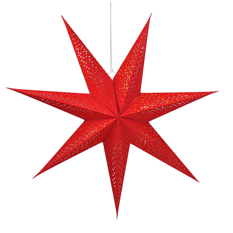 Solight LED vánoční hvězda červená, závěsná, 60cm, 20x LED, 2x AA - 1V263