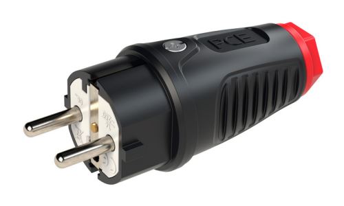 Instalační vidlice Taurus2 PC-0521-sr, přímá, pogumovaná, černá/červená