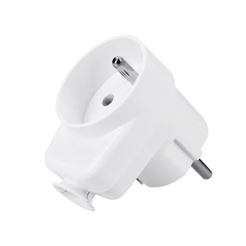 Solight zástrčka úhlová, s průběžnou zásuvkou, IP20, bílá - P75_1