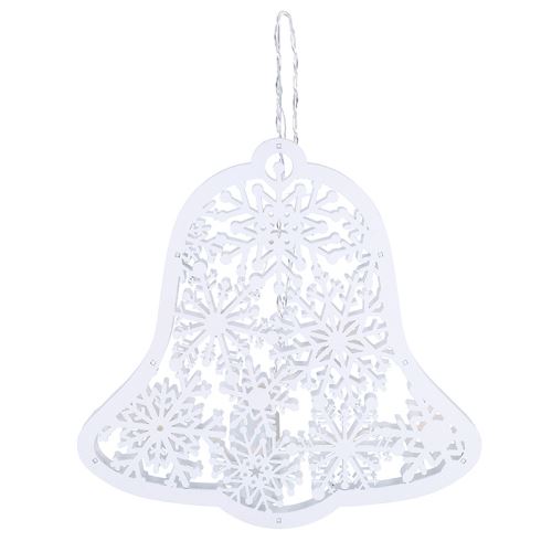 Solight LED dřevěný vánoční zvoneček, 9x LED, bílá, 30cm, časovač, 2x AA - 1V296_1