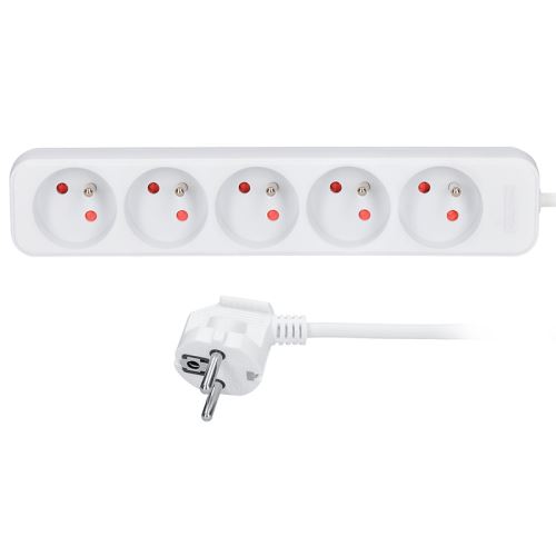 Solight prodlužovací přívod, 5 zásuvek, bílý, 1,5m - PP40_1