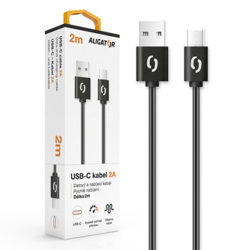 Datový kabel ALIGATOR 2A USB-C 2m, černý_1