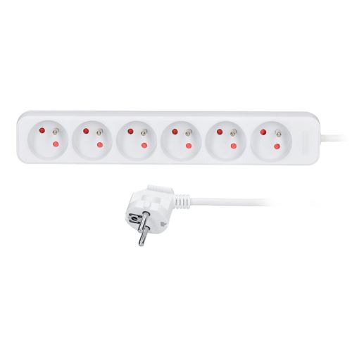 Solight prodlužovací přívod, 6 zásuvek, bílý, 1,5m - PP60_1