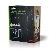 LED venkovní vánoční řetěz - závěs - rampouchy 180 LED, 7 funkcí, časovač, IP44, stud (10) (10)