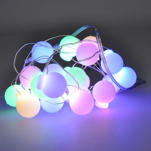 Solight LED vánoční řetěz barevné koule, 20x LED, 2m, 2x AA - 1V273_1