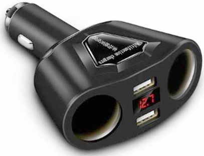 Rozdvojka autozásuvky 2x 12/24V + 2x USB-A zás. + voltmetr D257A