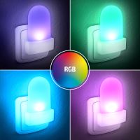 Solight noční LED RGB světélko se světelným sensorem, volitelná barva světla, 230V  -  (1) (1)