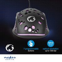 Gaming Mouse GMWD410BK kabelové | 800 / 1200 / 2400 / 3200 / 4800 / 7200 dpi | Nastavitelné DPI | Počet tlačítek: 7 | Programovatelná tlačítka | Pro praváky | 1.50 m | RGB (7)
