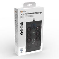 Solight přepěťová ochrana, 8z, USB A+CA, 2m, černá - PO80B_9 (8)