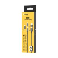 Nabíjecí a datový kabel TECHNIK USB-A+C/USB-C+microUSB+Lightning 1,2m,3A, černý (2)