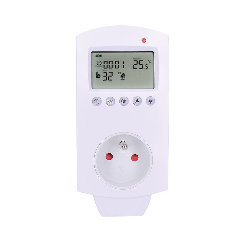 Solight termostaticky spínaná zásuvka, zásuvkový termostat, 230V/16A, režim vytápění nebo chlazení, různé teplotní režimy - DT40