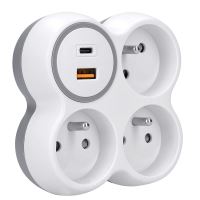 Solight rozbočka, 3x 16A, USB A+C rychlonabíječka 20W PD, bílá-šedá - P106C-PD20_3 (2)