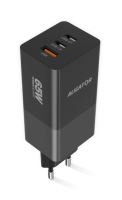 Chytrá síťová nabíječka ALIGATOR GaN, Power Delivery 65W, 2xUSB-C, 1xUSB-A, černá_2 (1)