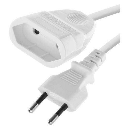 Dvoužilový pohyblivý přívod 3 m / 1 zásuvka / bílý / PVC / 0,75 mm2_1