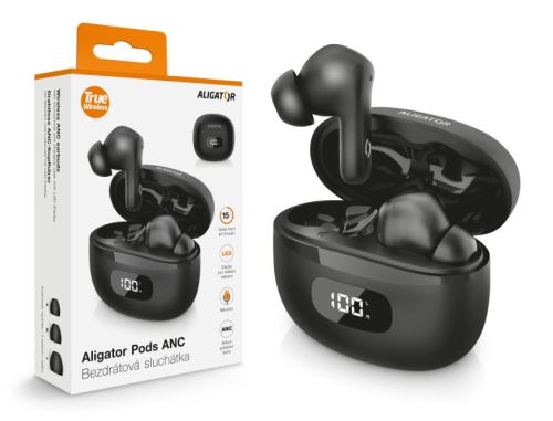 Bluetooth sluchátka ALIGATOR TWS08BK PODS ANC, černá_1