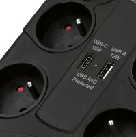 Solight přepěťová ochrana, 8z, USB A+CA, 2m, černá - PO80B_5 (4)