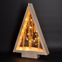 Solight LED dřevěná vánoční dekorace, zasněžené zimní květiny, 37cm, 2x AA - 1V267_3 (2)