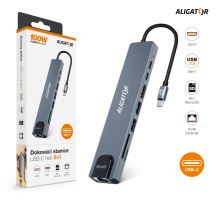 Aligator Dokovací stanice USB-C / Hub 8v1 (USB-C / 2xUSB / SD / MicroSD/ HDTV / RJ45)  (3) (3)