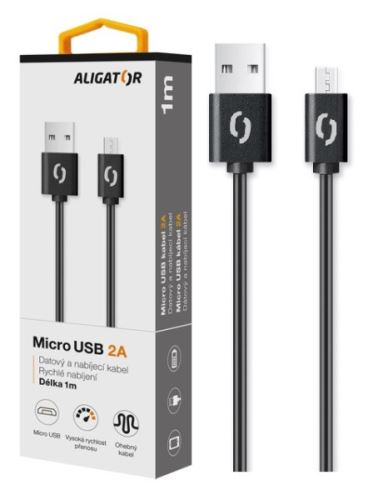 Datový kabel ALIGATOR 2A micro USB 1m, černý_1