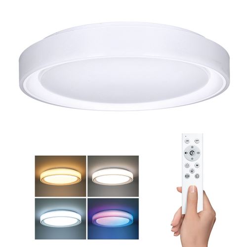 Solight LED osvětlení s dálkovým ovladačem Floco, 30W + 6W RGB, 2100lm, 40cm, změna chro