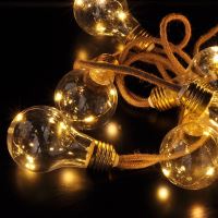 Solight LED dekorativní žárovky na přírodním provazu, 10x žárovka, 30LED, 180cm, časov (3) (3)