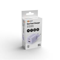 Solight 33W GaN fast charge USB-A + USB-C adaptér, fialový - DC75V_4 (3)