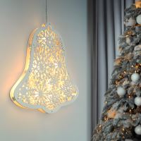 Solight LED dřevěný vánoční zvoneček, 9x LED, bílá, 30cm, časovač, 2x AA - 1V296_5 (4)