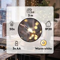Solight vánoční řetěz měděný, 50x mini LED, 5m, 3 x AA, teplé světlo - 1V56-WW_7 (6)