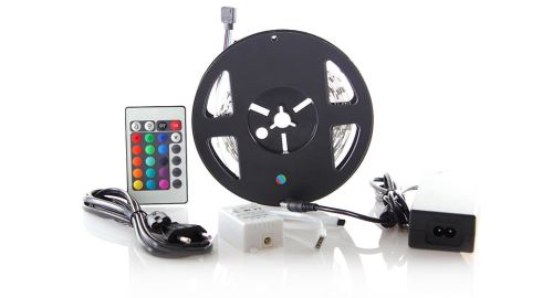 Solight LED světelný pás, RGB, 3m, sada s 12V adaptérem a dálk. ovladačem, 7,2W/m, IP20 