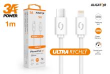 Datový kabel ALIGATOR POWER 3A, USB-C/Lightning, 1m, bílý_3 (2)