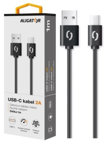 Datový kabel ALIGATOR 2A USB-C 1m, černý_1