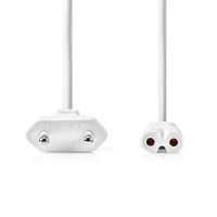 Napájecí kabel, EURO kon., bílý, plochý, 2x 0,75mm, 2m